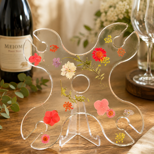 Handcrafted Pressed Flower Resin Wine Glass Holder