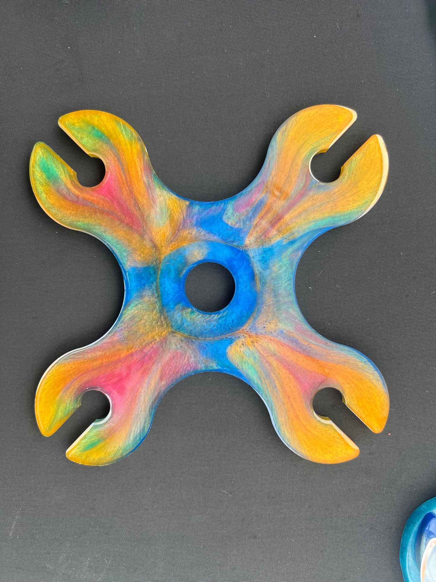 Handcrafted Rainbow Resin Wine Glass Holder