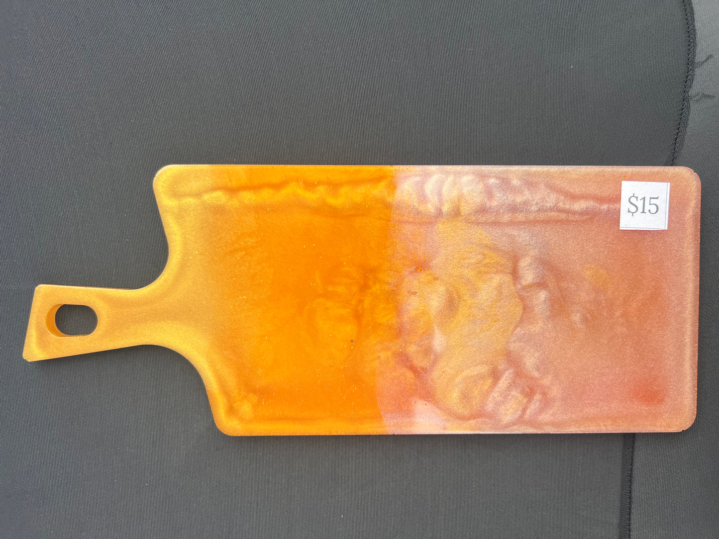 Handcrafted Orange & Rose Gold Resin Decorative Serving Board